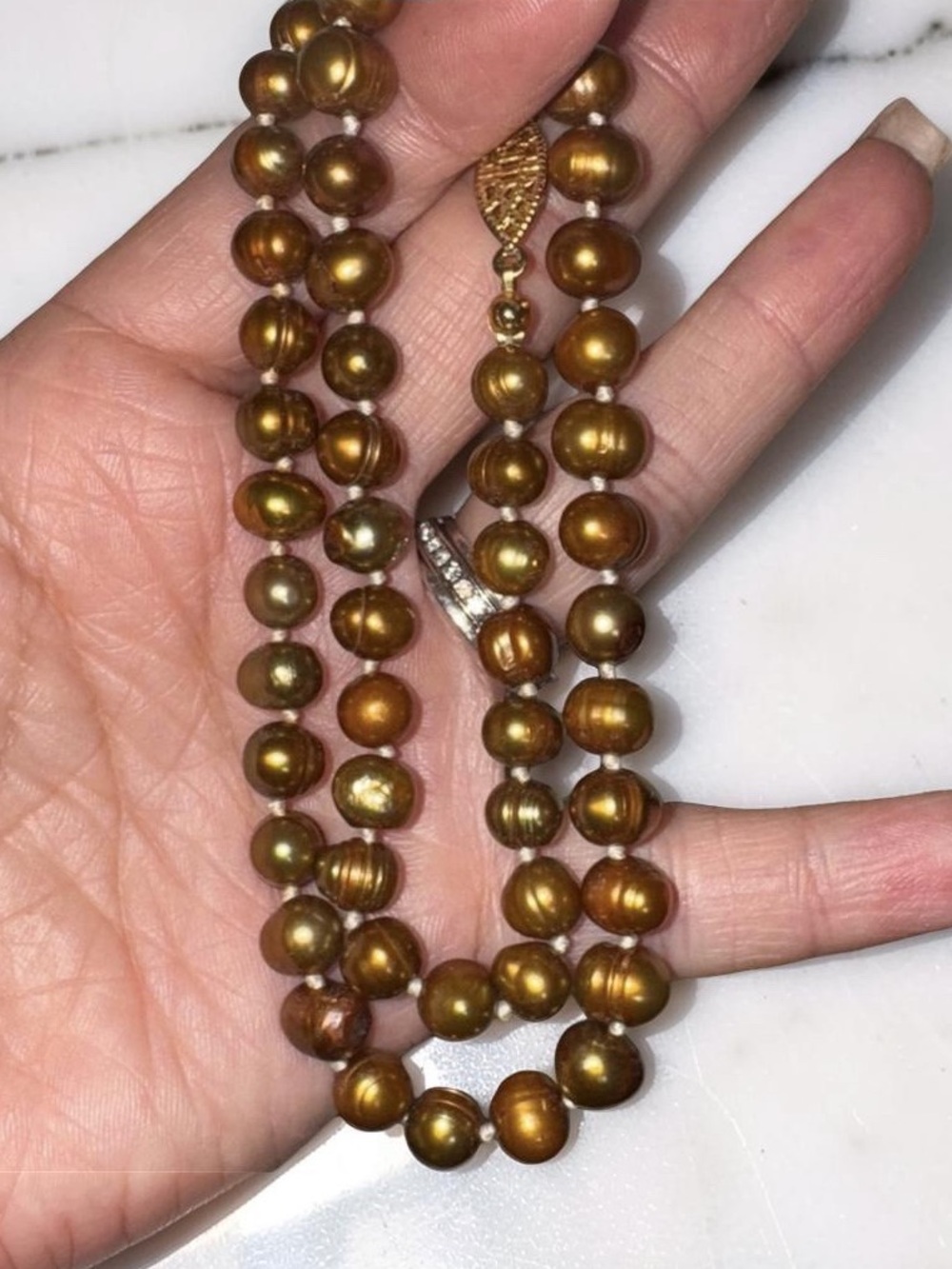 Golden Fresh Water Pearl Necklace - Picture 3 of 4